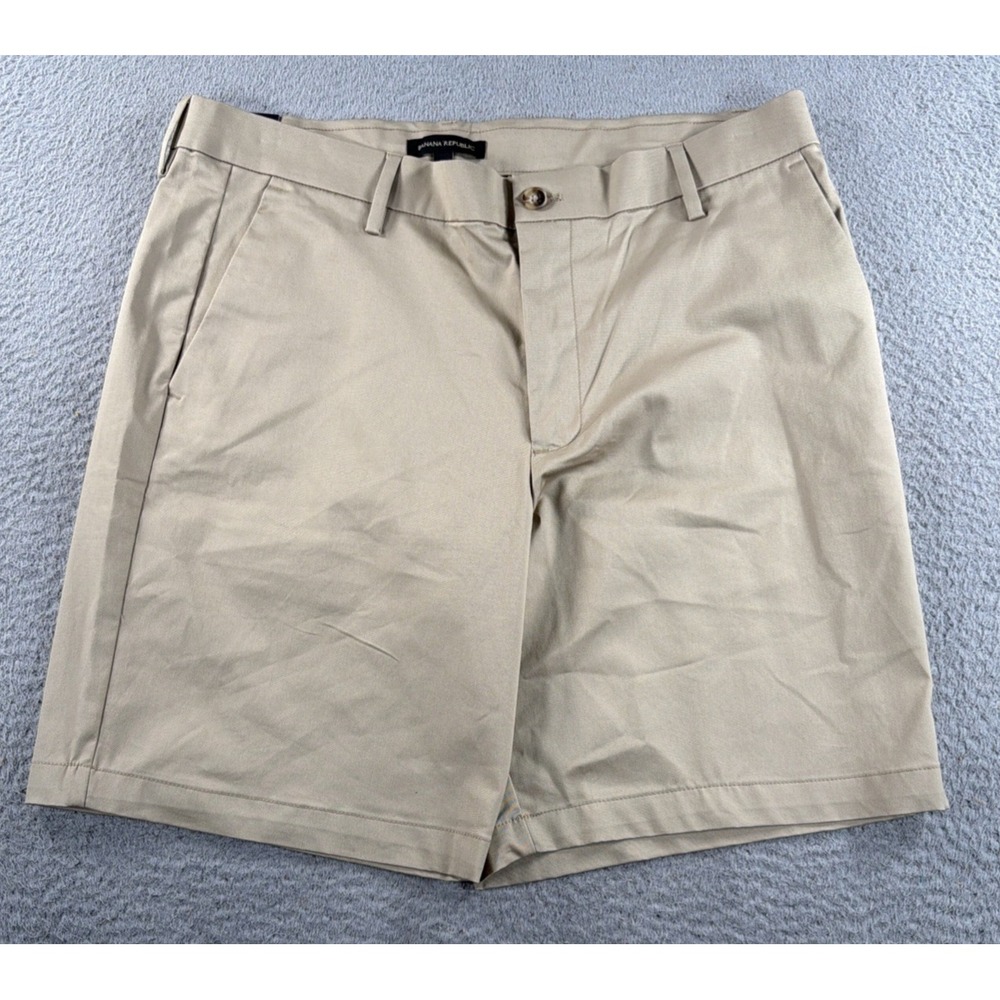 Banana Republic Stretch Chink Shorts Men's Size 36 Khaki Quick Dry 9" Inseam NWT